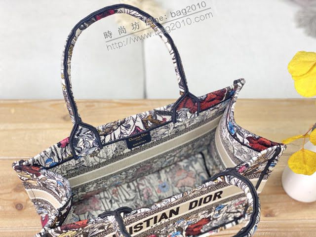 Dior女包 迪奧Book Tote繁花刺繡帆布托特包 Dior刺繡購物袋  dfk1768